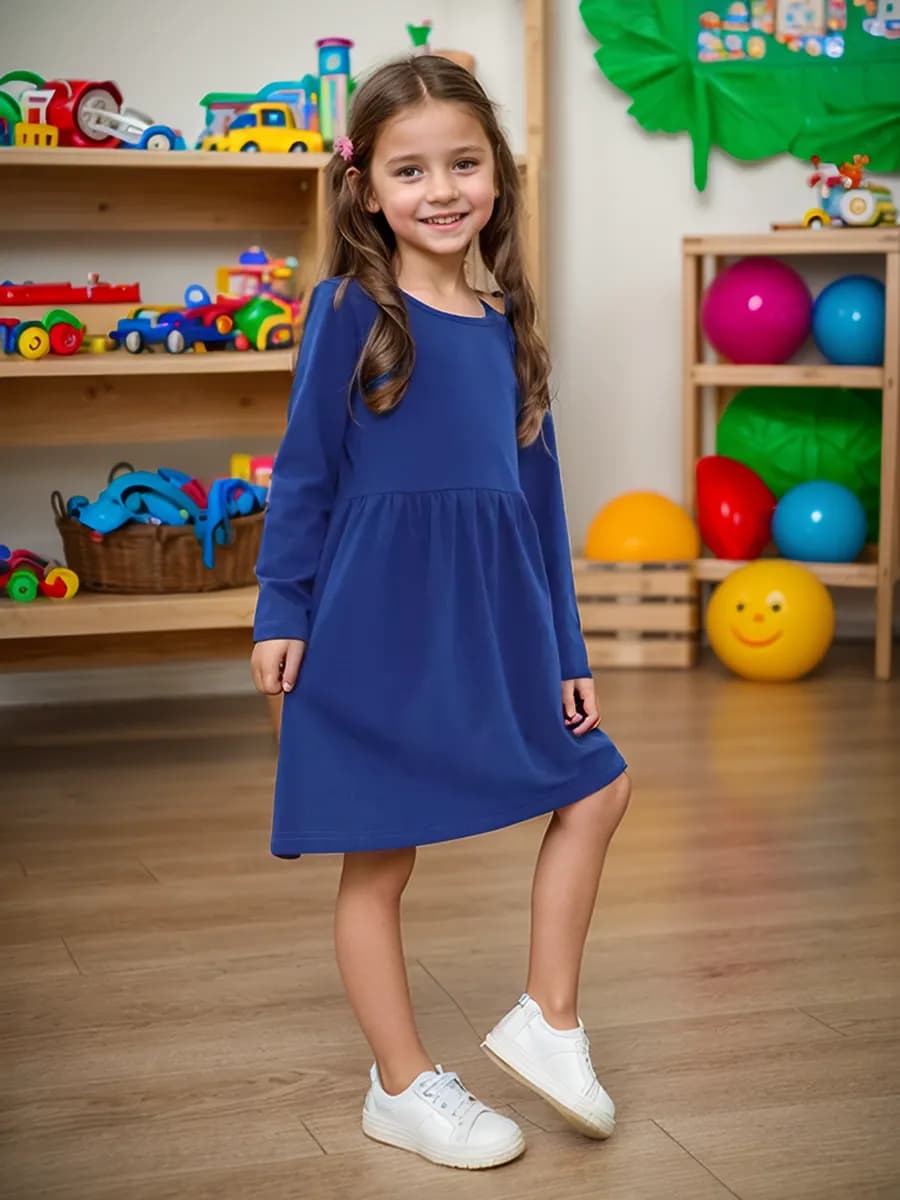 Платье в садик с длинным рукавом - фото 1