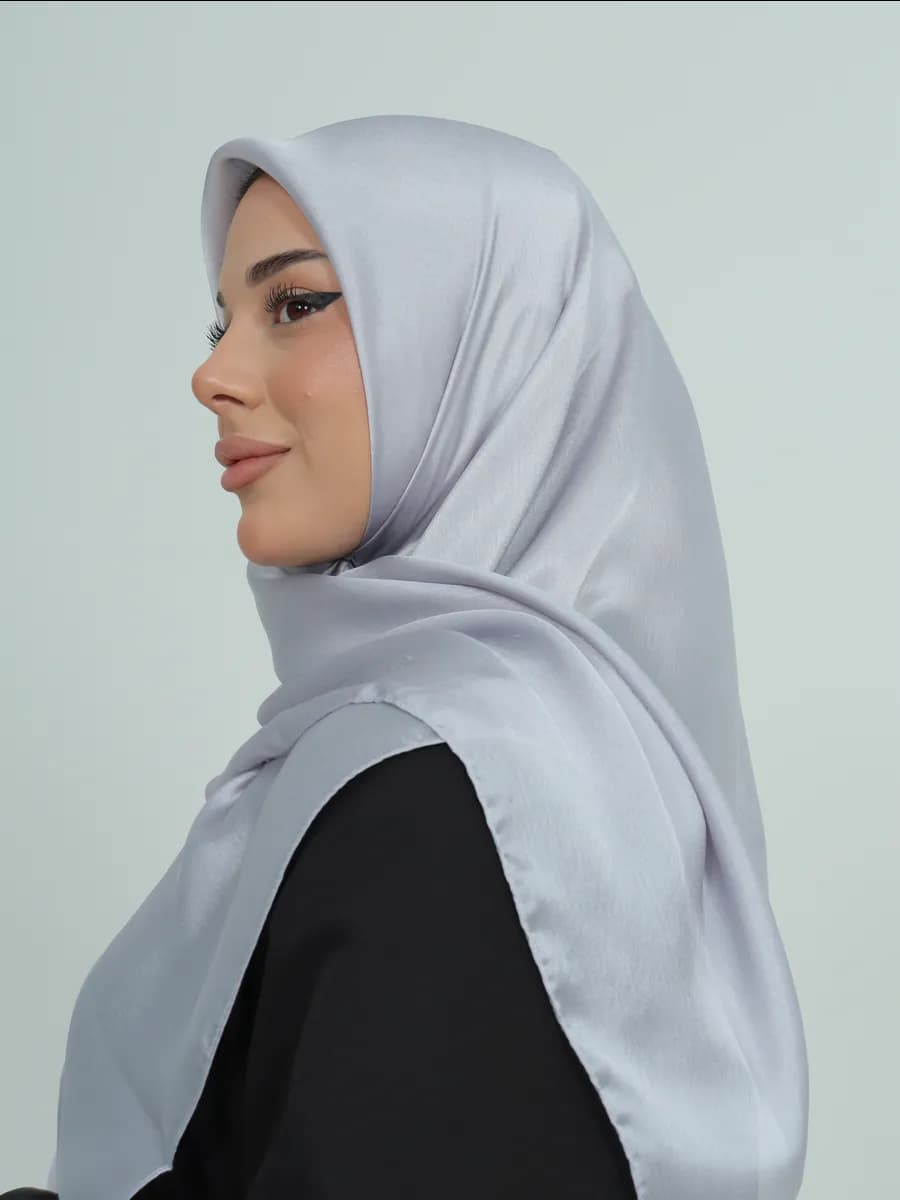 Платок мусульманский серо голубой из органзы