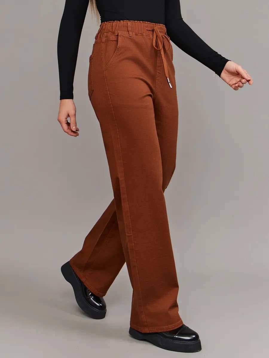 Джинсы прямые на резинке стрейч