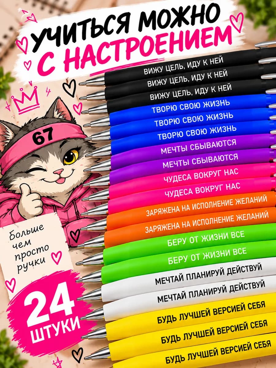 Ручки шариковые синие с надписями набор для школы