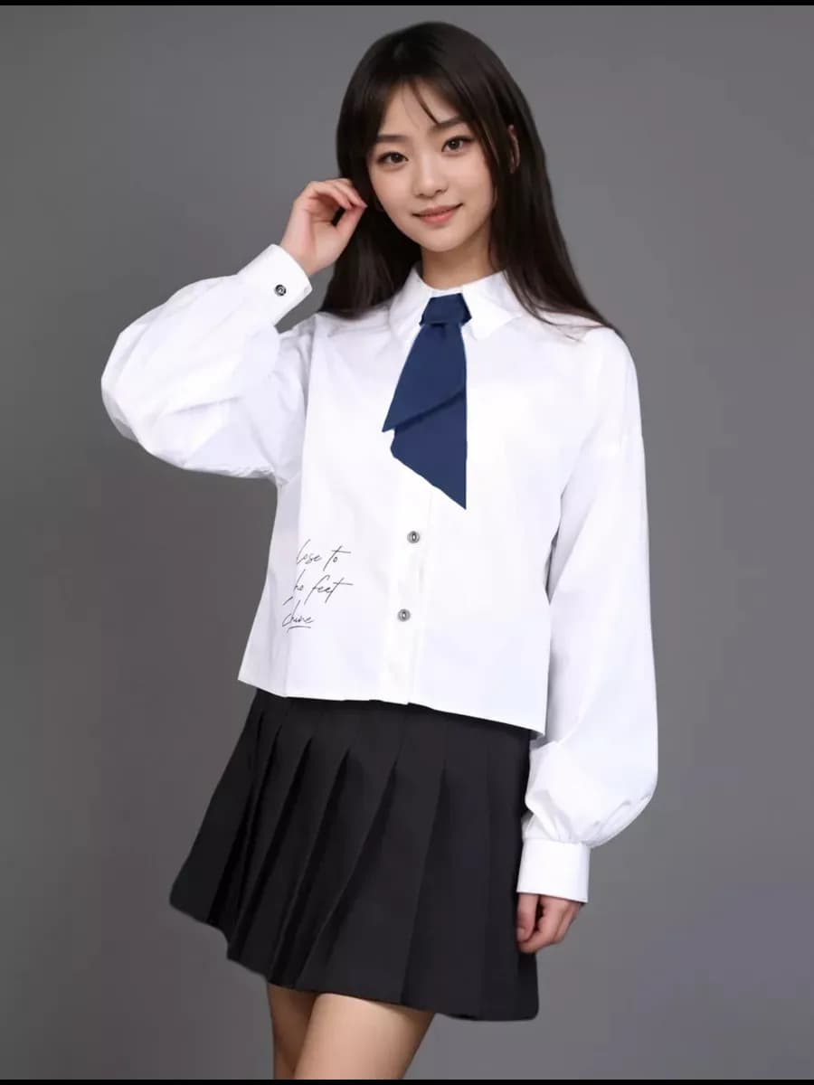 школьная блузка укороченная рубашка с галстуком