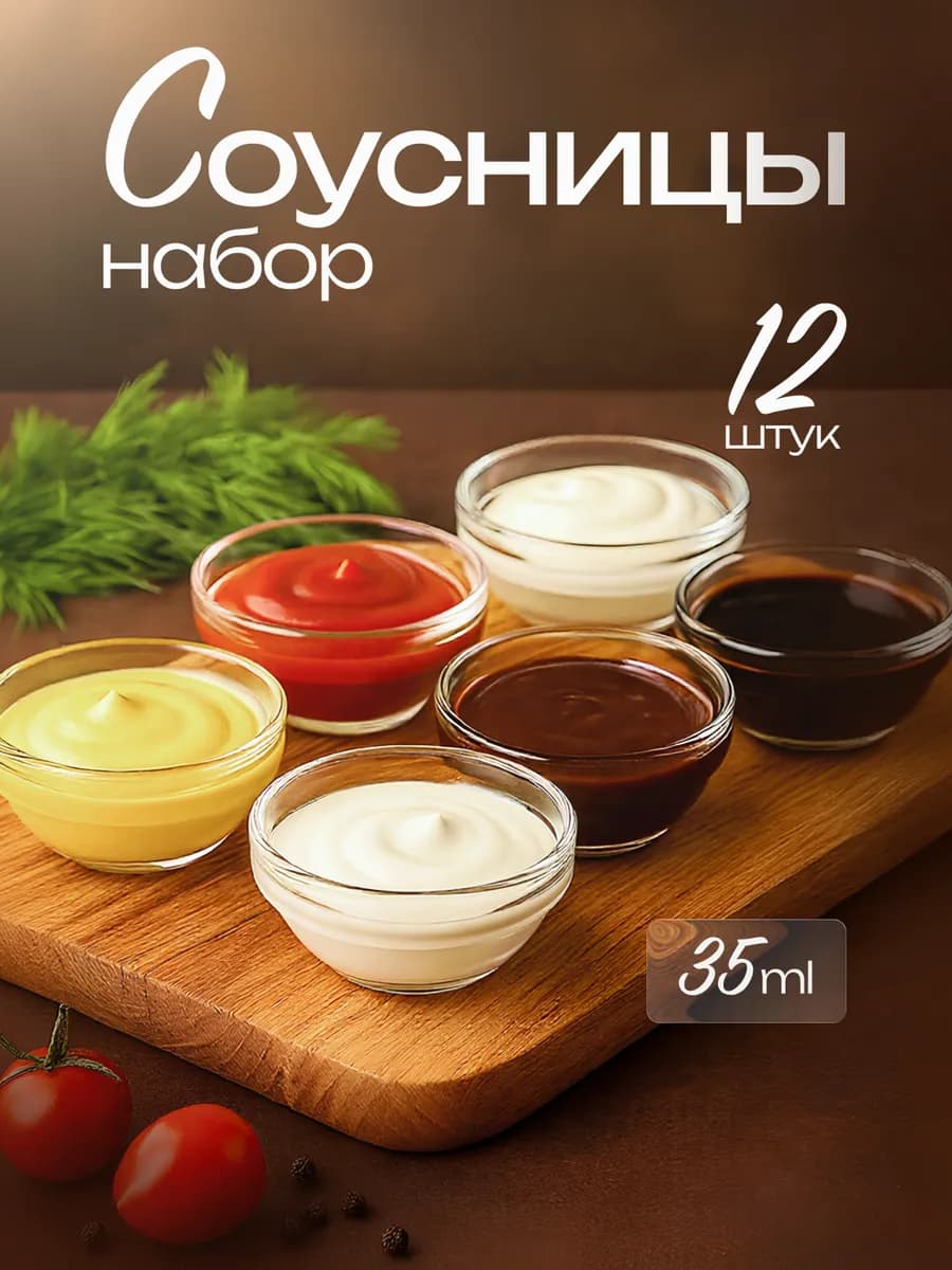 Соусник стеклянный порционный Chef's d=60мм, 12 шт