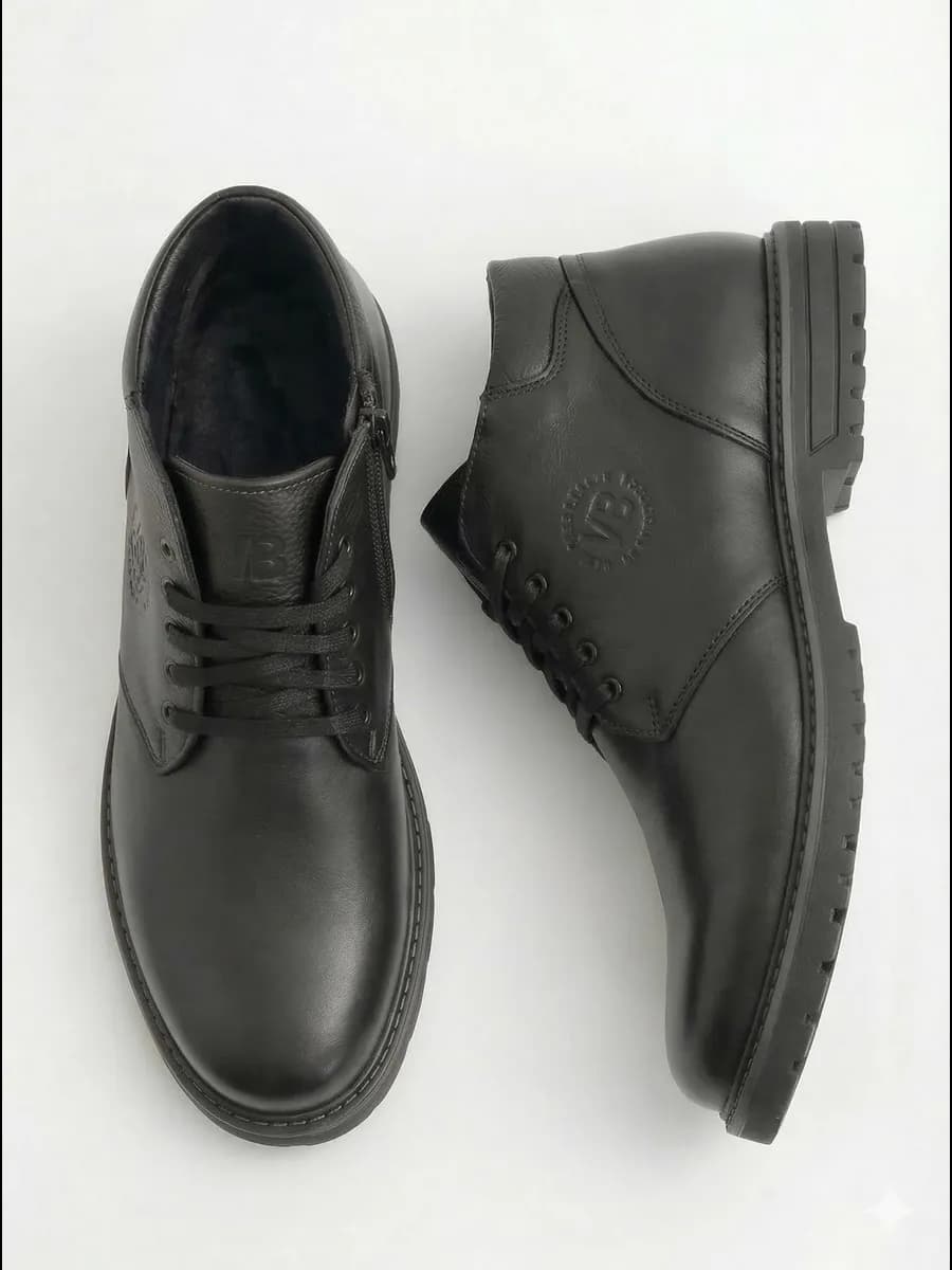 Ботинки демисезонные кожаные на байке