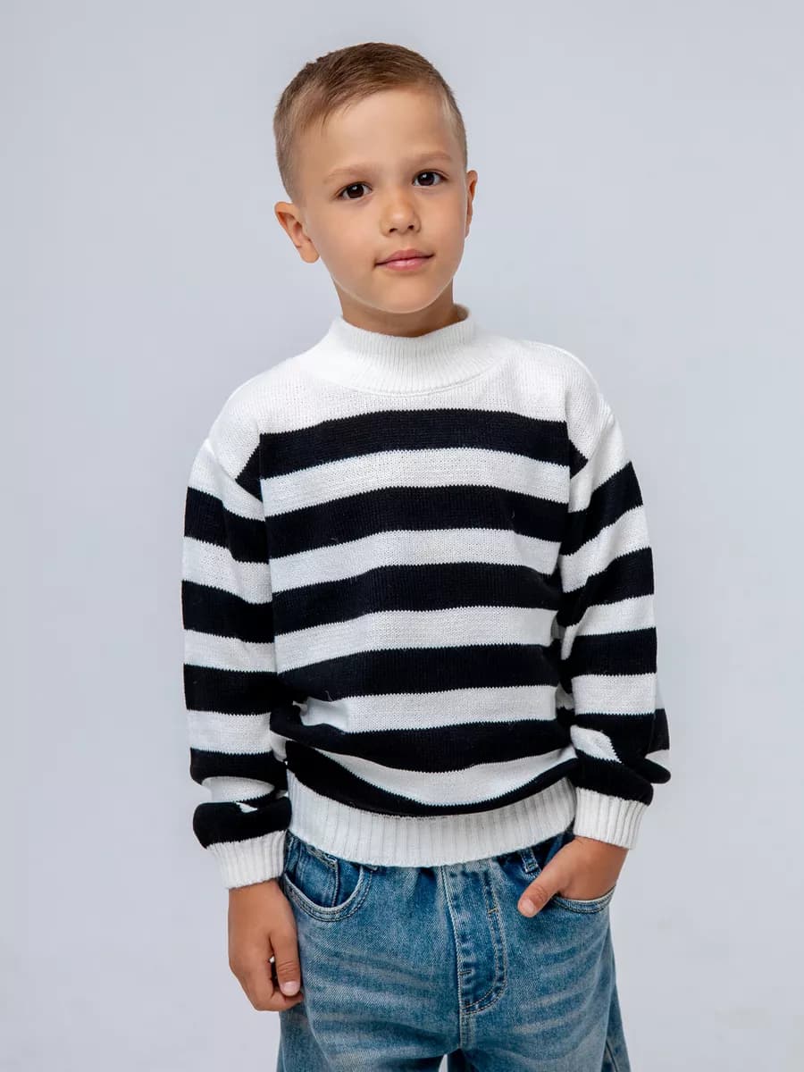 Водолазка вязаная свитер в полоску - фото 1