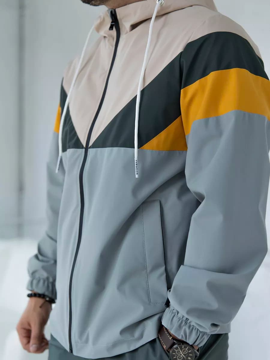 Ветровка мужская летняя осенняя с капюшоном на молнии