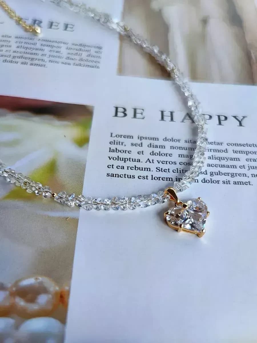 Чокер на шею сердце хрусталь