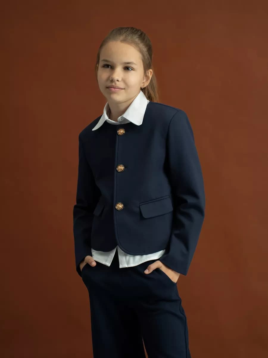 Пиджак укороченный школьный - жакет на пуговицах