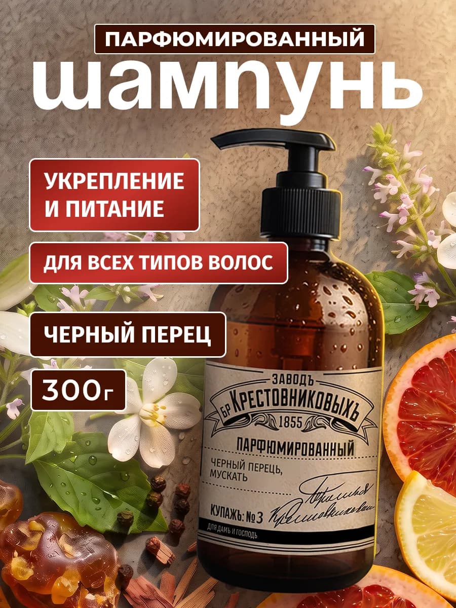 Шампунь для волос женский Черный перец Мускат