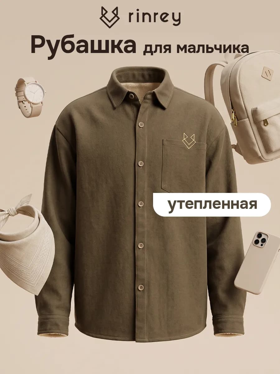 Рубашка джинсовая детская с подкладкой из плюша