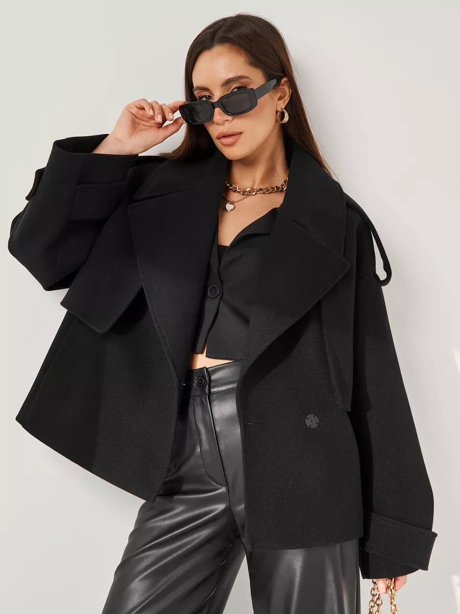 Пальто короткое оверсайз демисезонное - фото 1