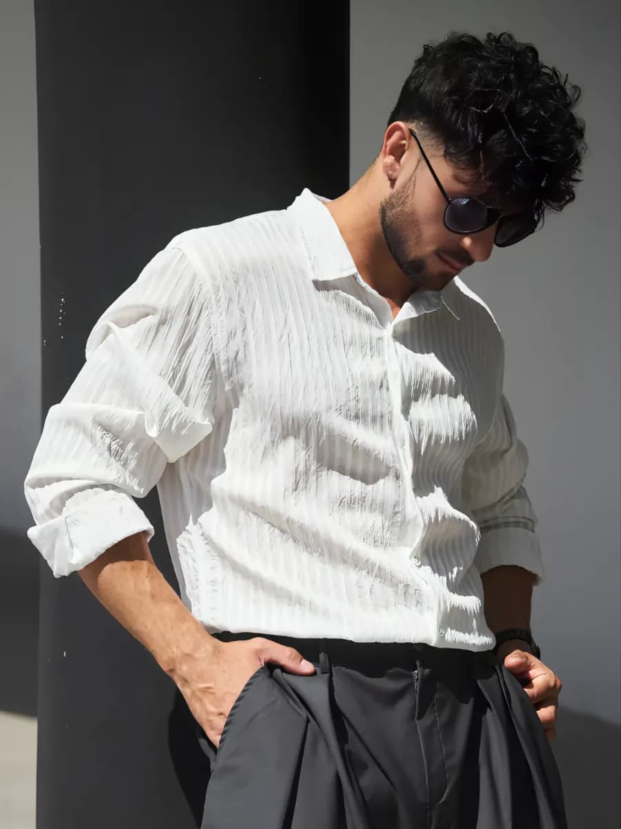 Рубашка с длинным рукавом оверсайз классическая