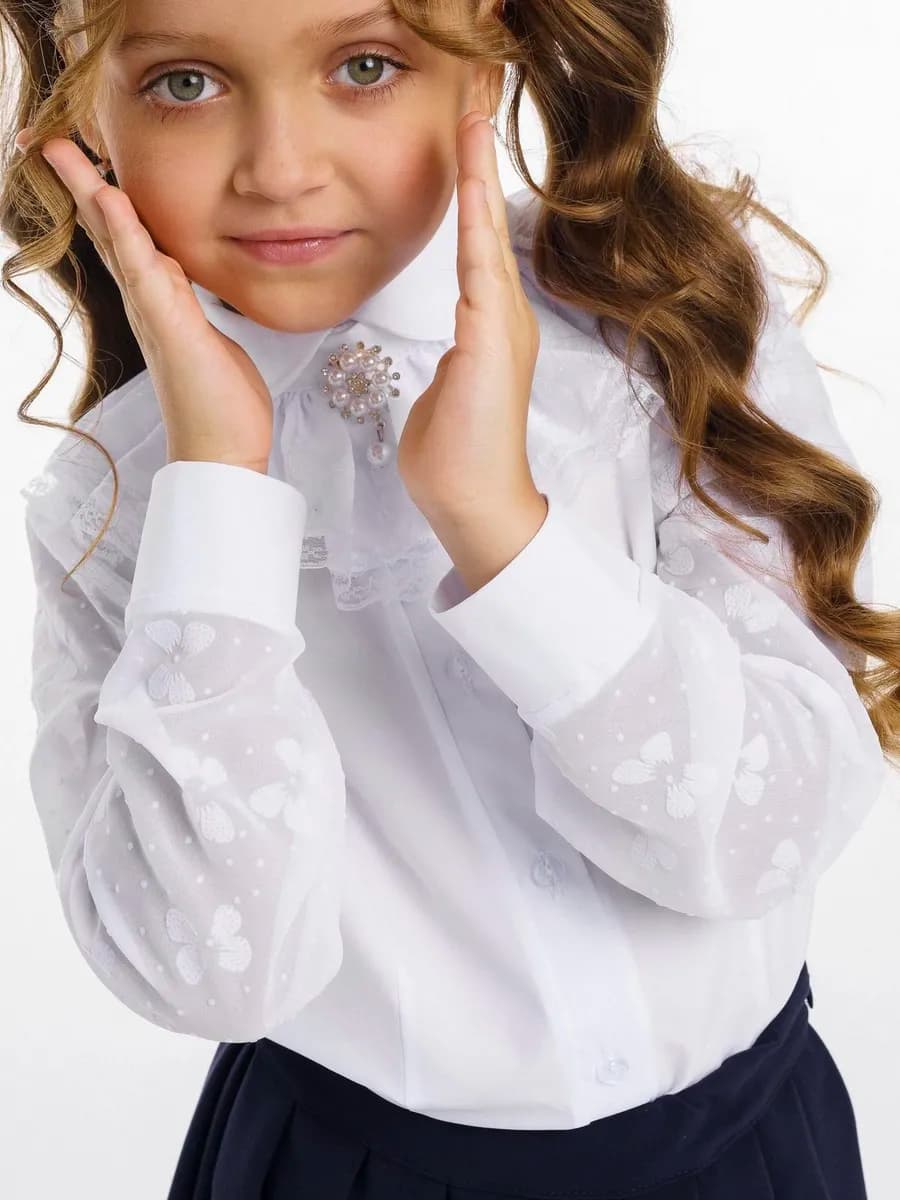Блузка школьная нарядная с длинным рукавом