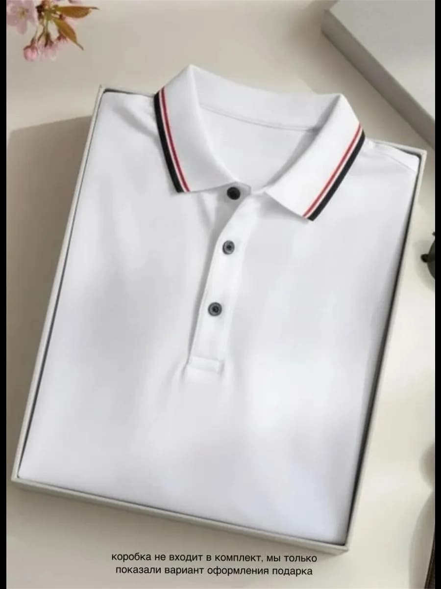 Футболка поло белая с коротким рукавом