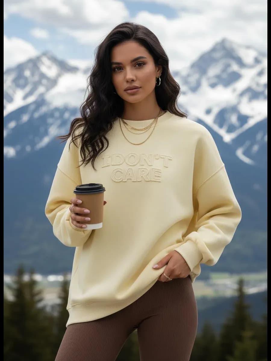 Оверсайз свитшот с принтом без начеса - фото 1