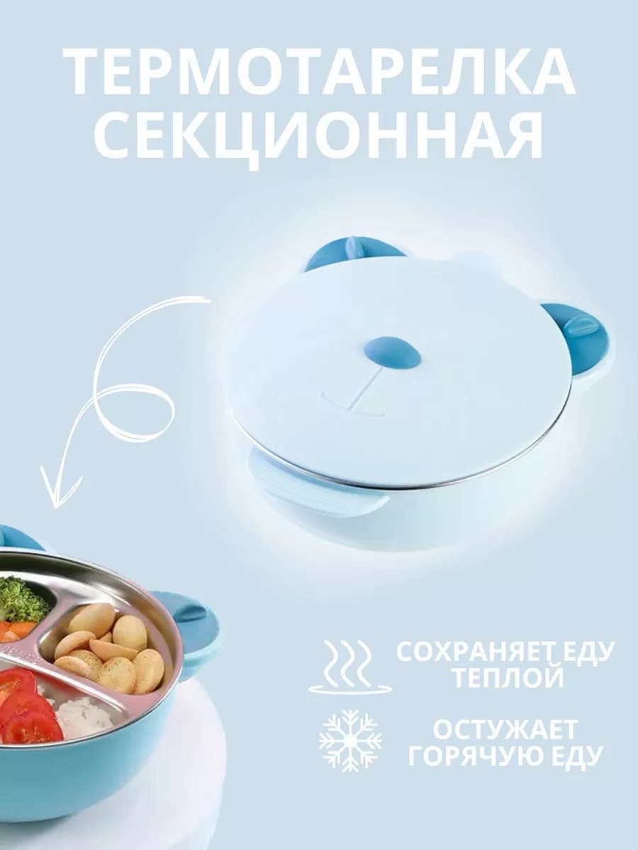 Детская тарелка секционная термотарелка на присоске