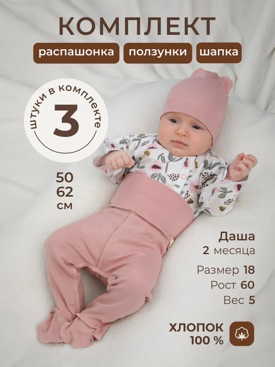 Комплект нательный для новорожденного 3 предмета