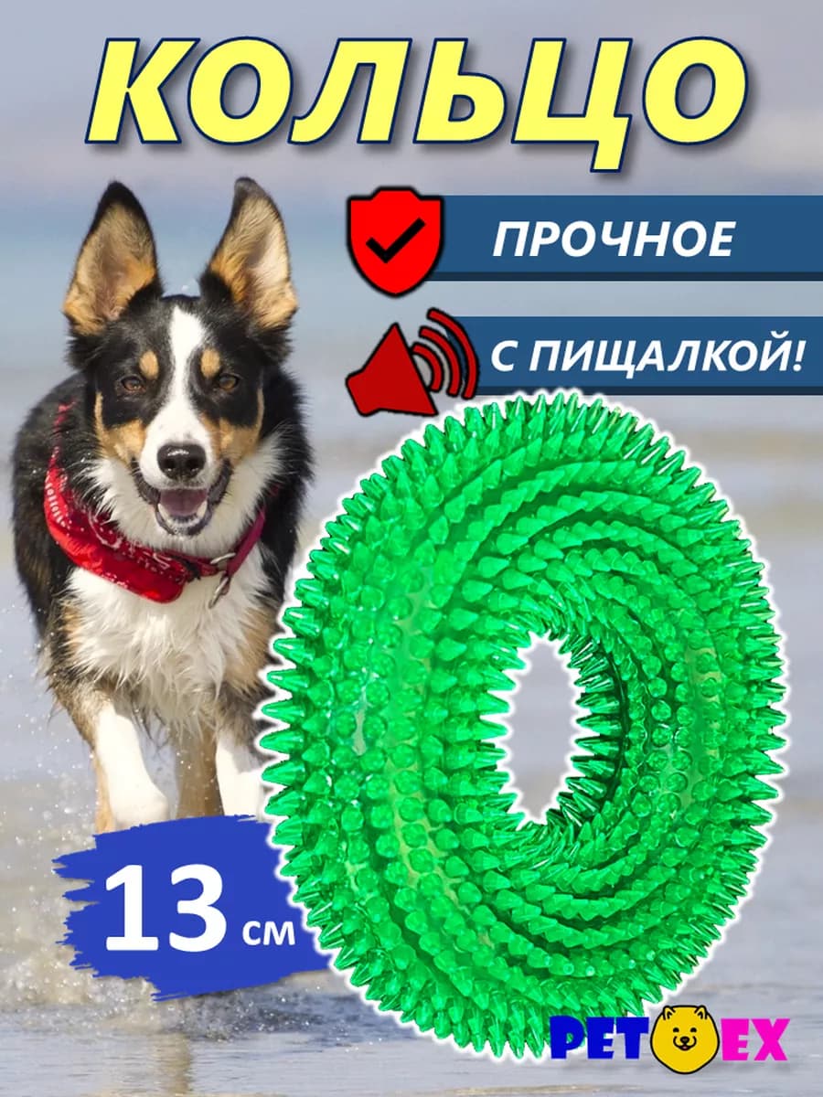 Кольцо для собак с пищалкой и шипами 13 см