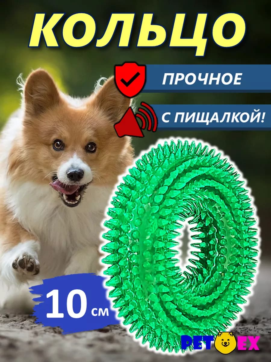 Кольцо для собак с пищалкой и шипами 10 см