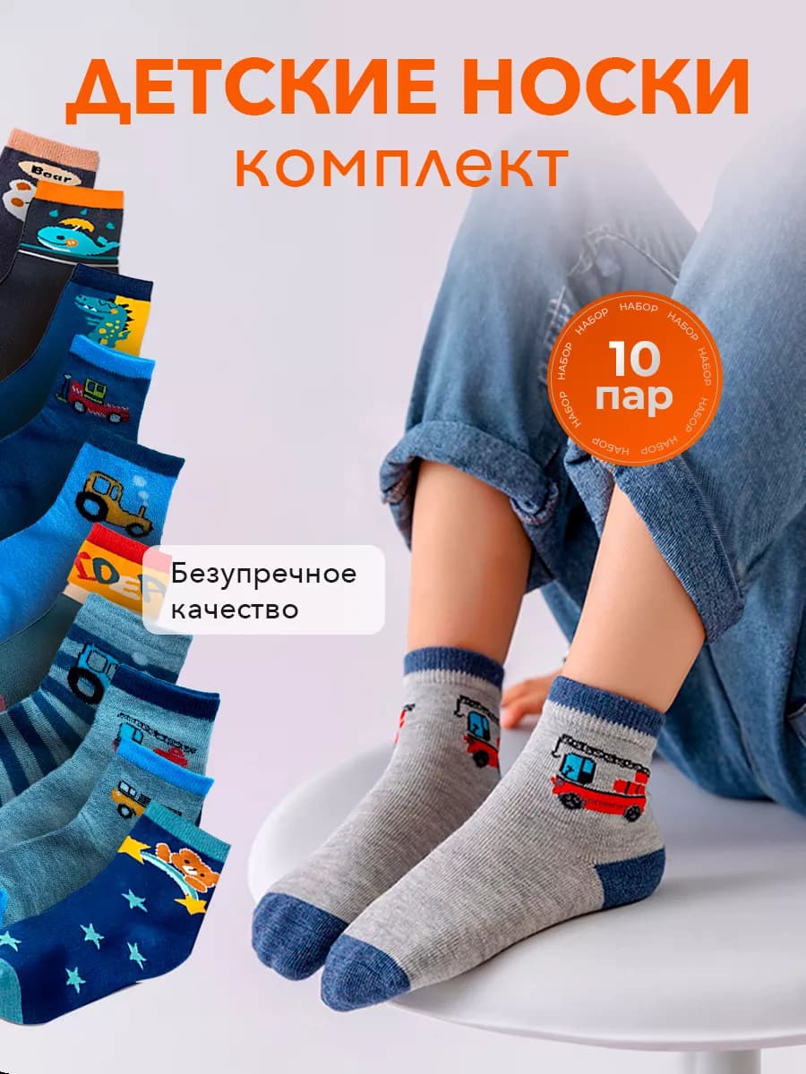 носки детские для мальчика, набор 10 пар