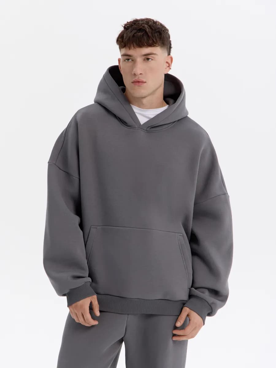 Худи оверсайз теплое с капюшоном и начесом