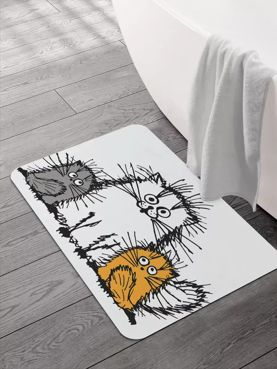Коврик для ванной и туалета 58x38 см "Мохнатые коты"
