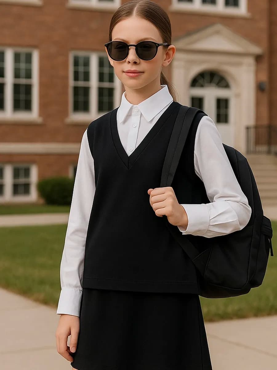 Джемпер детский школьный с имитацией рубашки