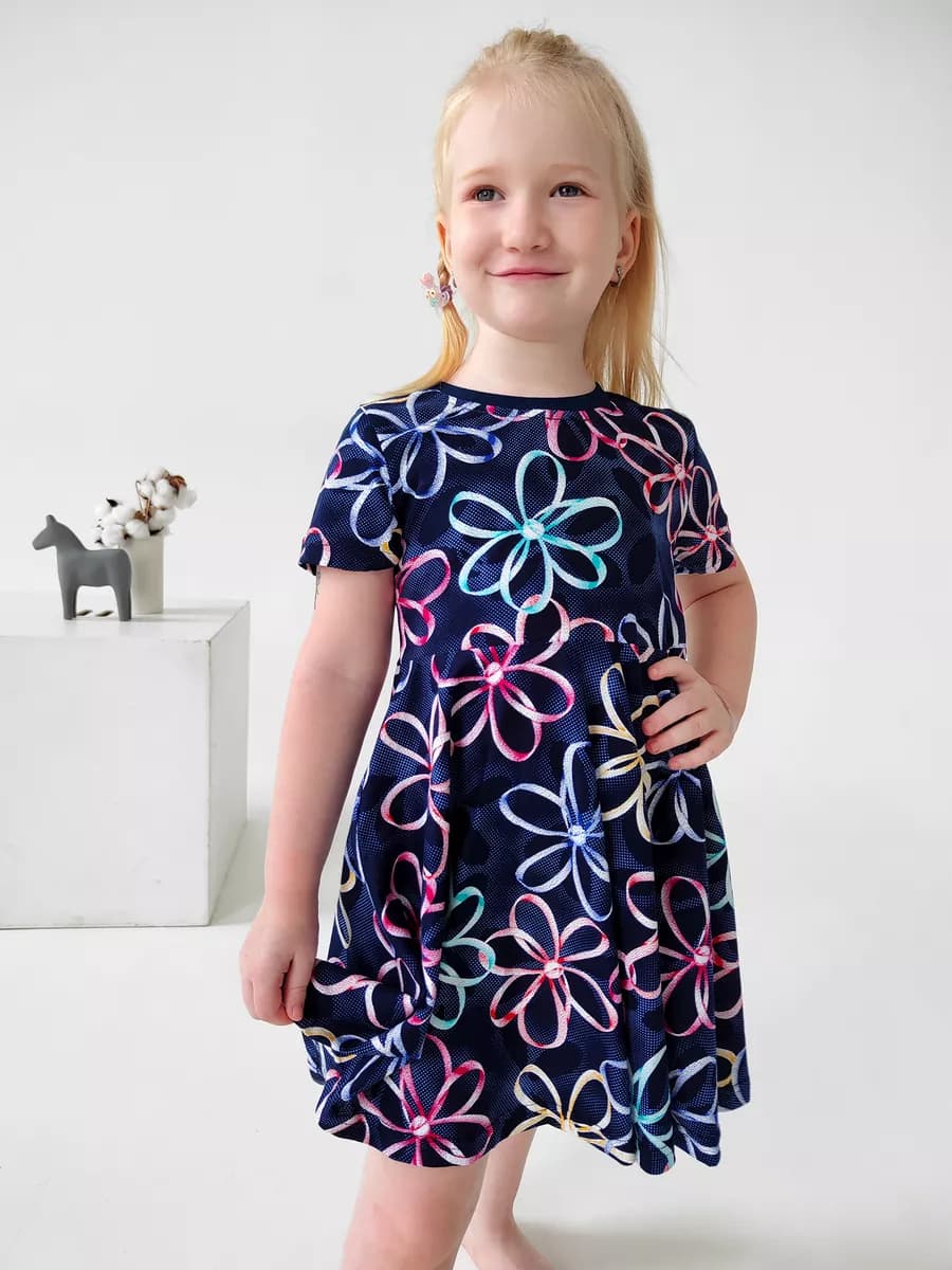 Платье синее юбка солнце