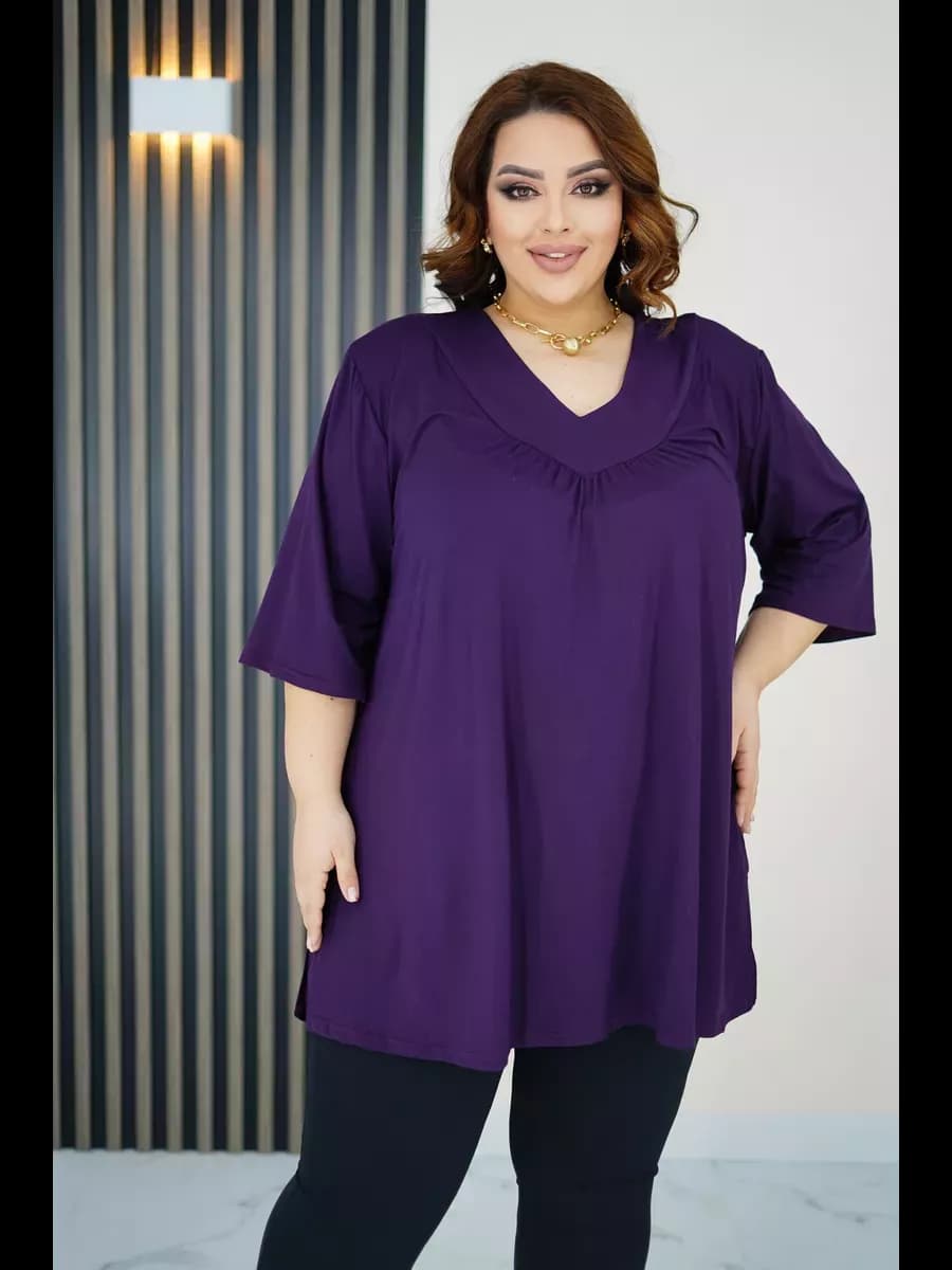 Туника больших размеров однотонная plus size