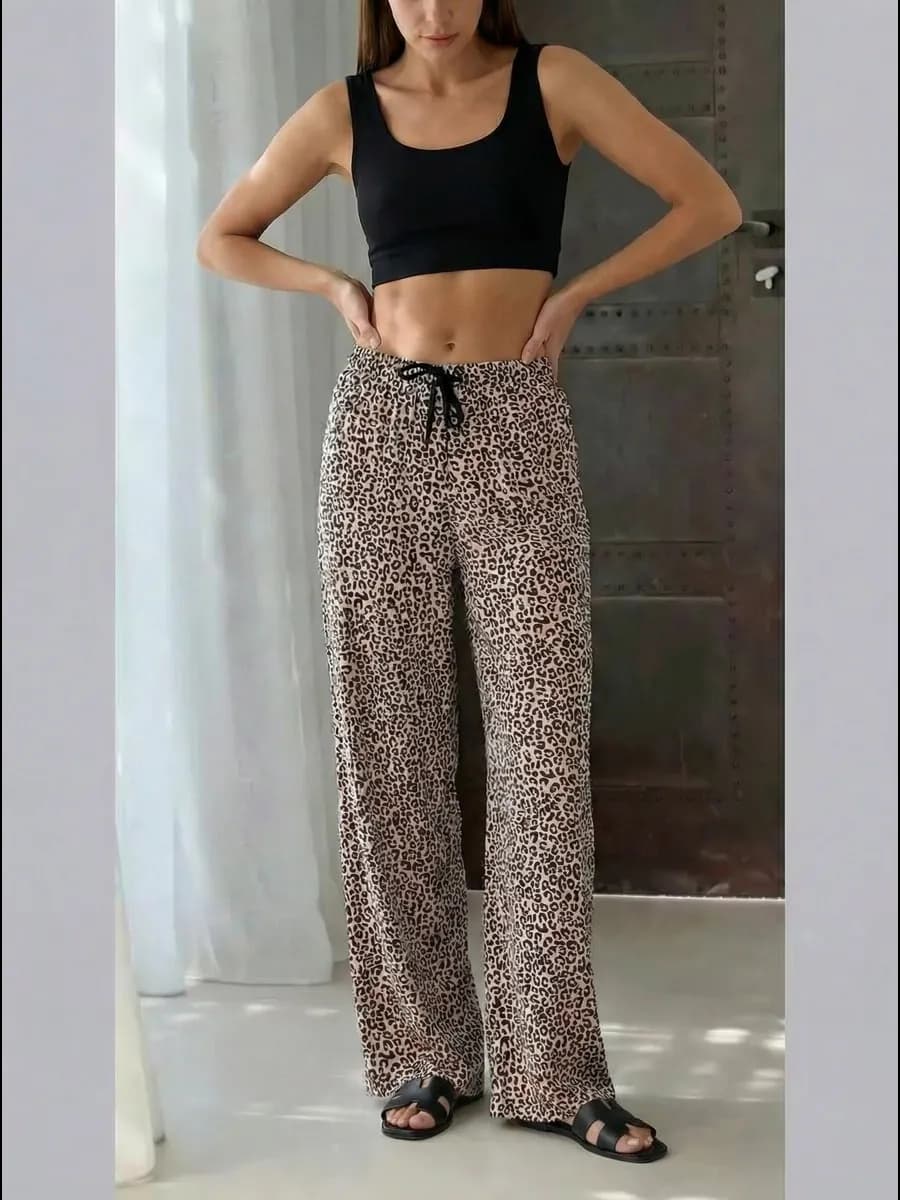 Брюки домашние на резинке пижамные