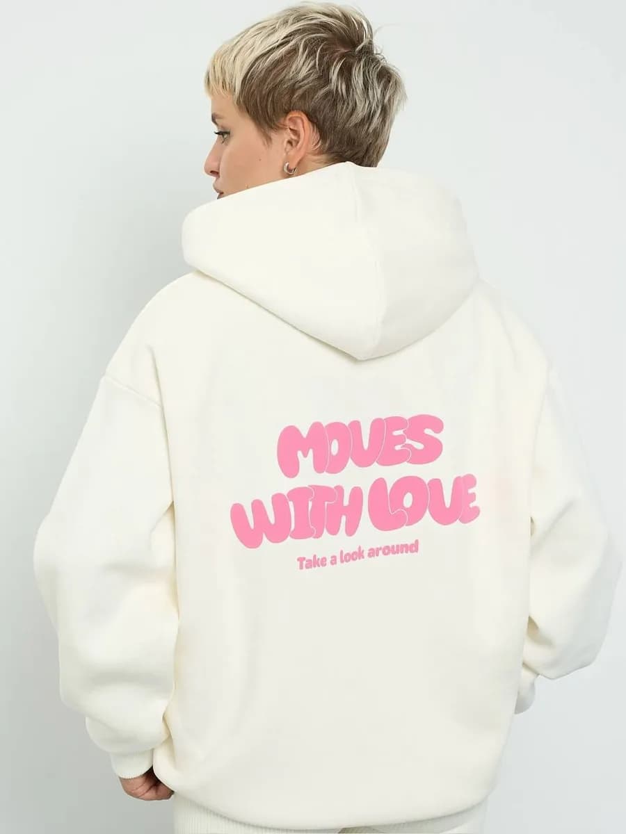 Худи оверсайз теплое с начесом и принтом на спине y2k