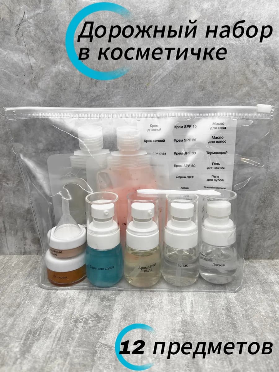 Дорожный набор флаконов в самолет для путешествий