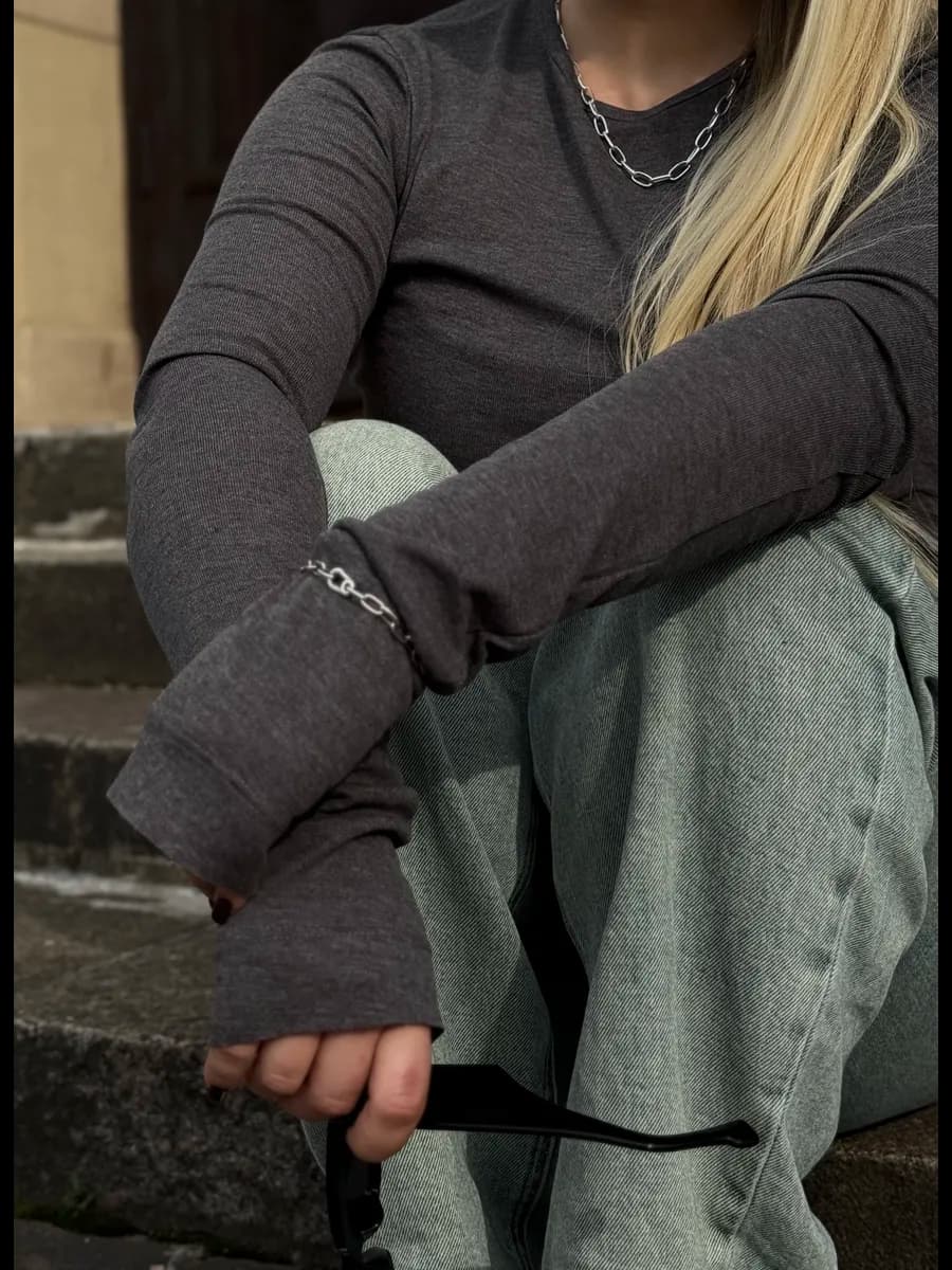 Лонгслив полупрозрачный с длинным рукавом хлопок