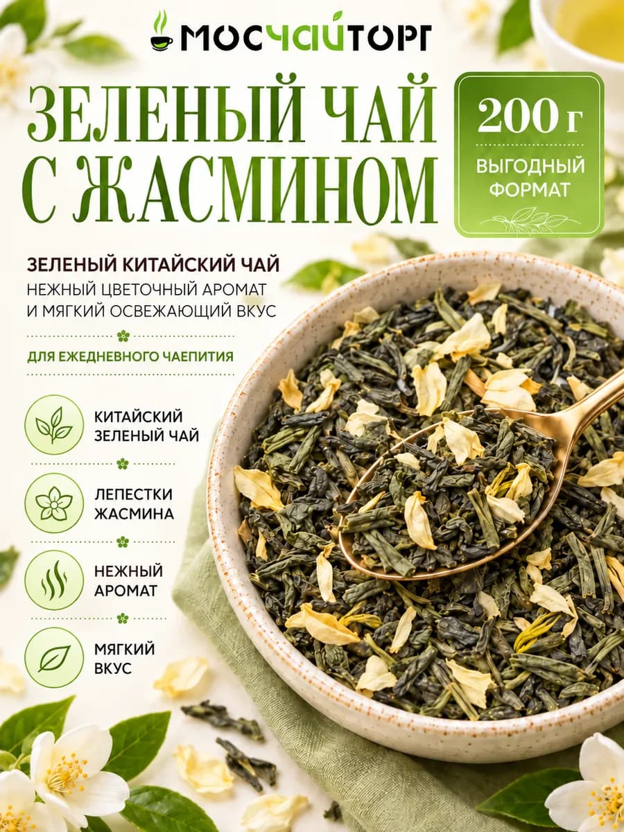 Зеленый китайский чай с жасмином 200 г