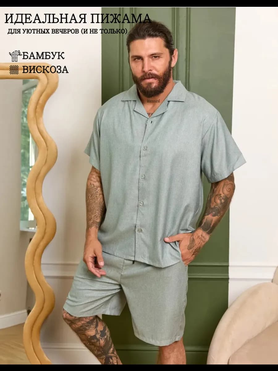 Пижама мужская с шортами - фото 1