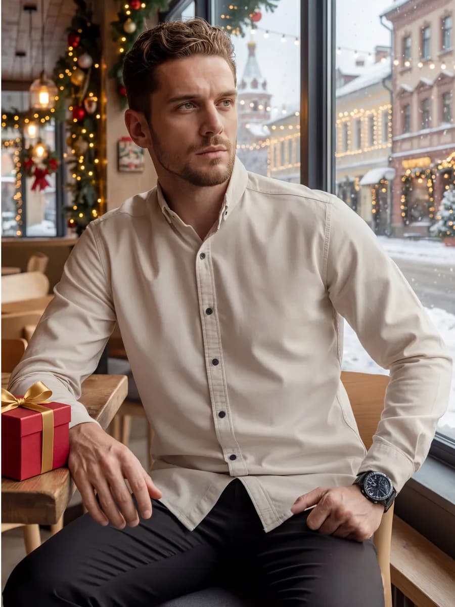 Рубашка приталенная на кнопках