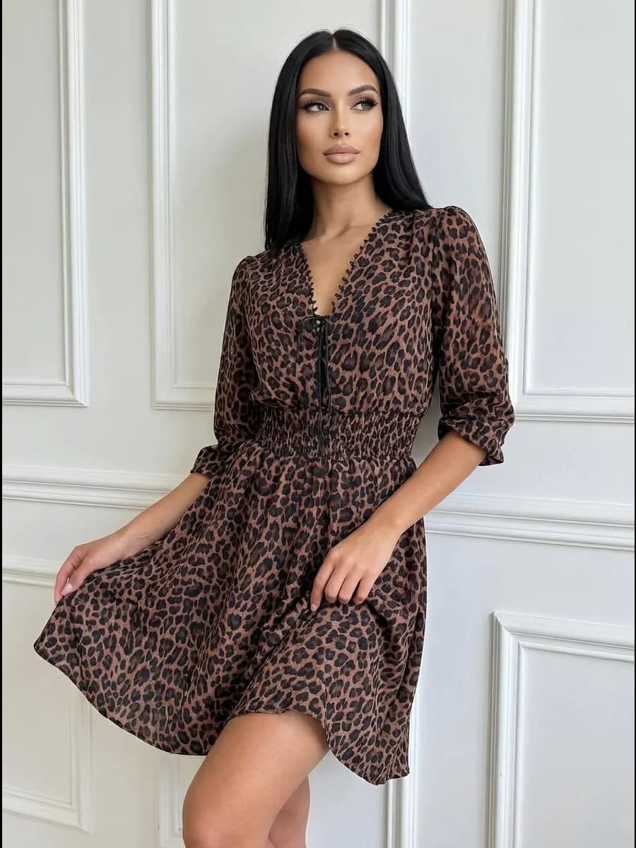 Платье вечернее праздничное леопардовое большие размеры