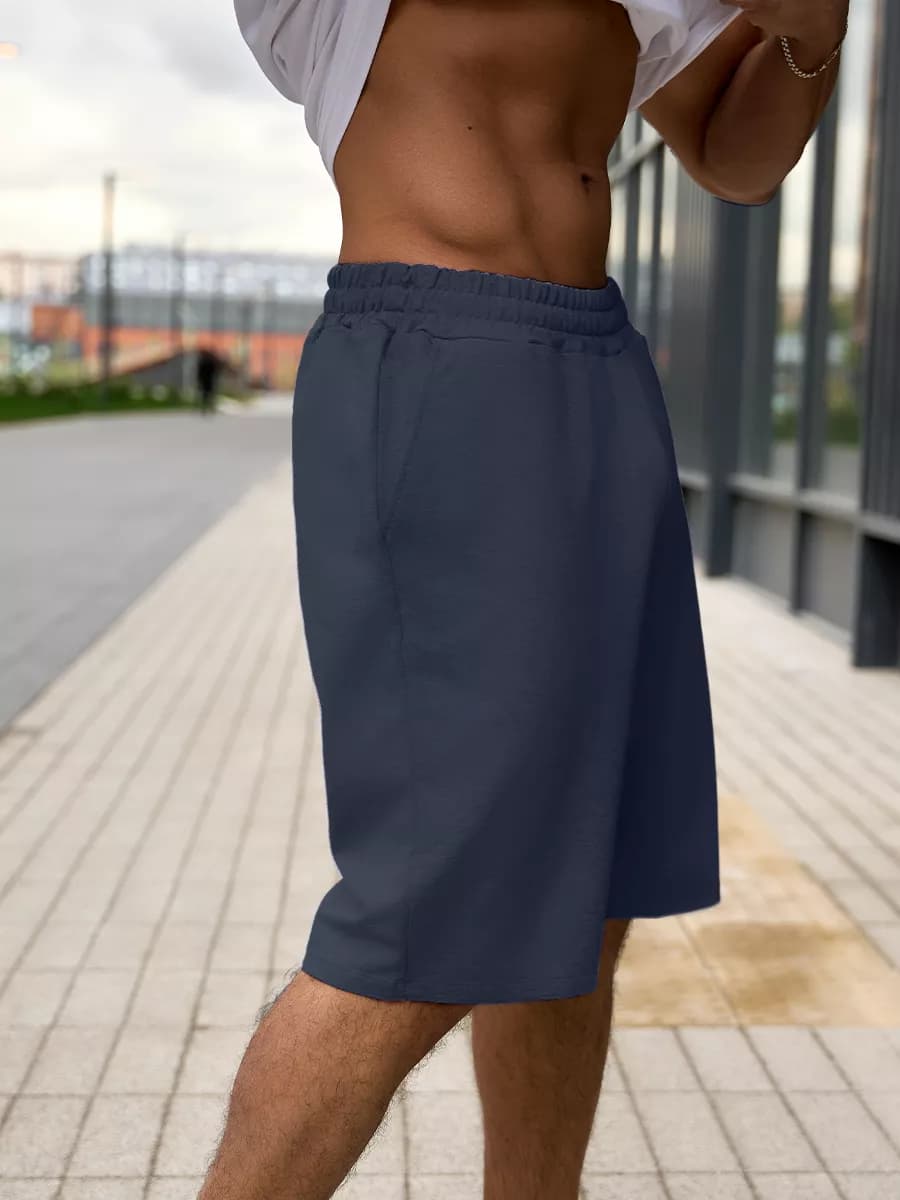 Шорты хлопковые летние с карманами удлиненные трикотаж