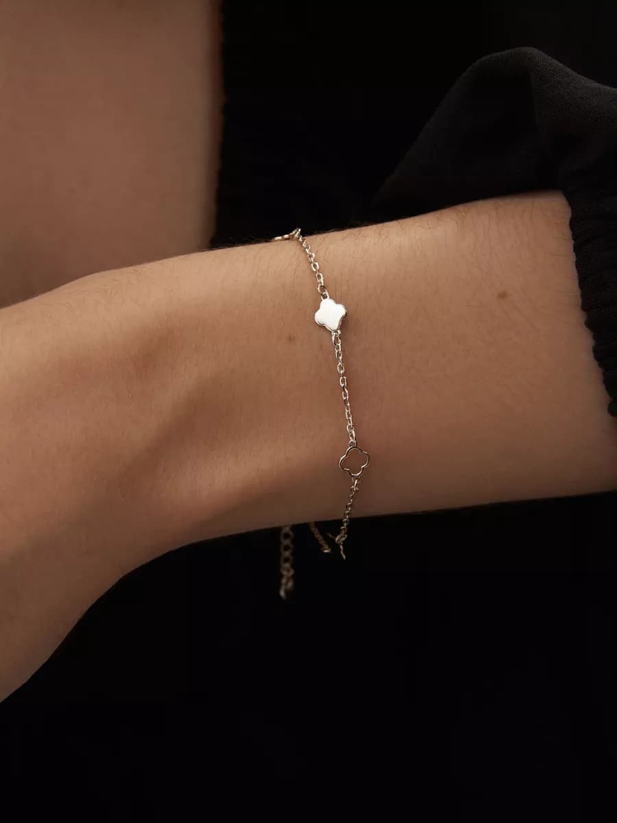 Браслет серебро 925 клевер