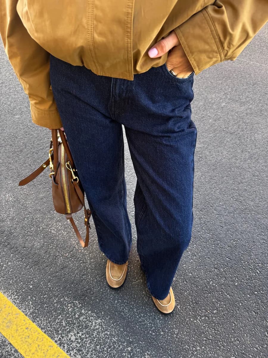 Широкие джинсы багги на средней посадке