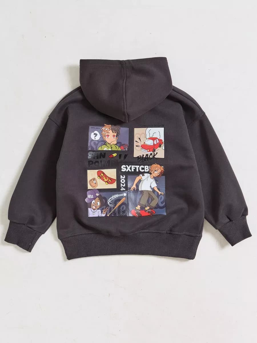 Худи оверсайз без начеса с принтом аниме