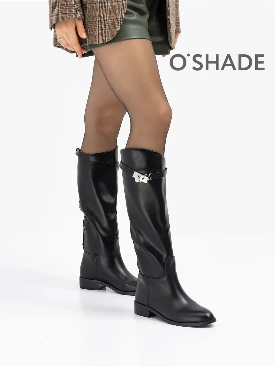 Сапоги трубы женские демисезонные на низком каблуке - фото 1