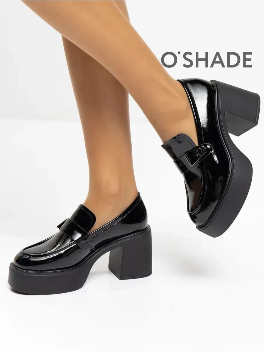 Туфли женские на платформе лоферы на каблуке