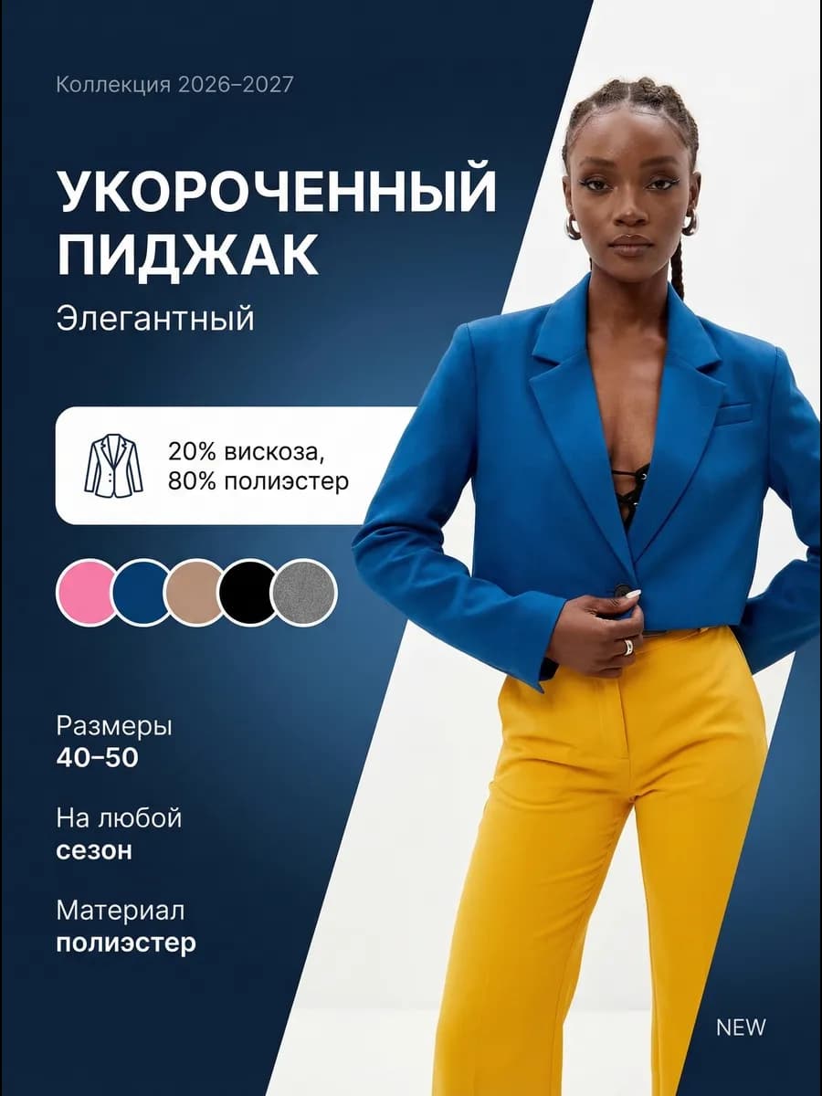 Пиджак укороченный классический жакет оверсайз