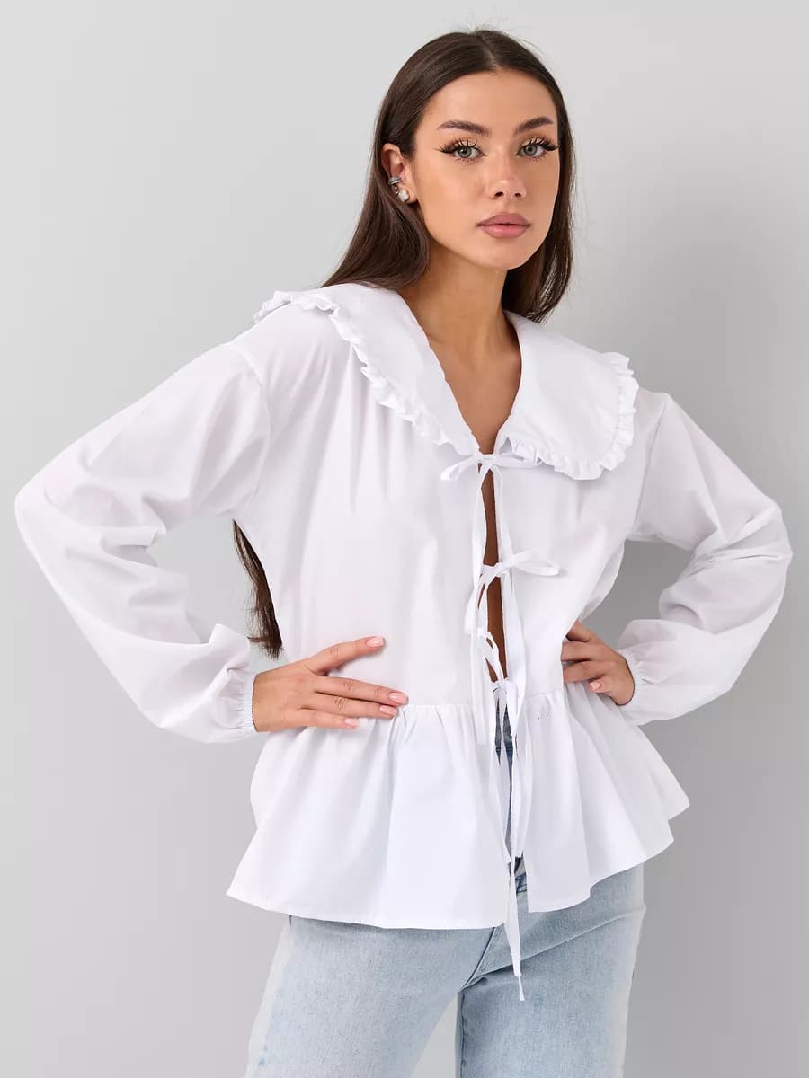 Блузка белая женская на завязках
