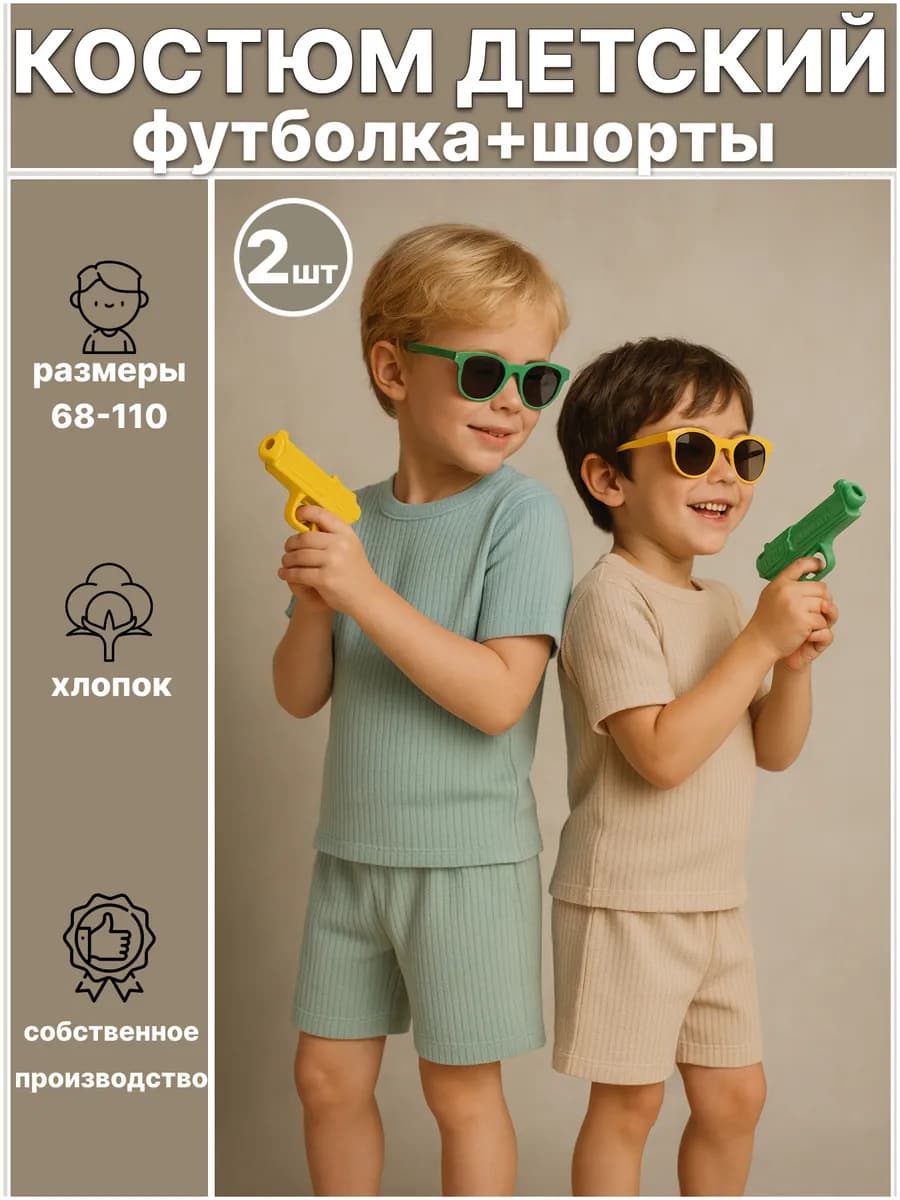 Костюм детский для мальчика футболка с шортами в садик