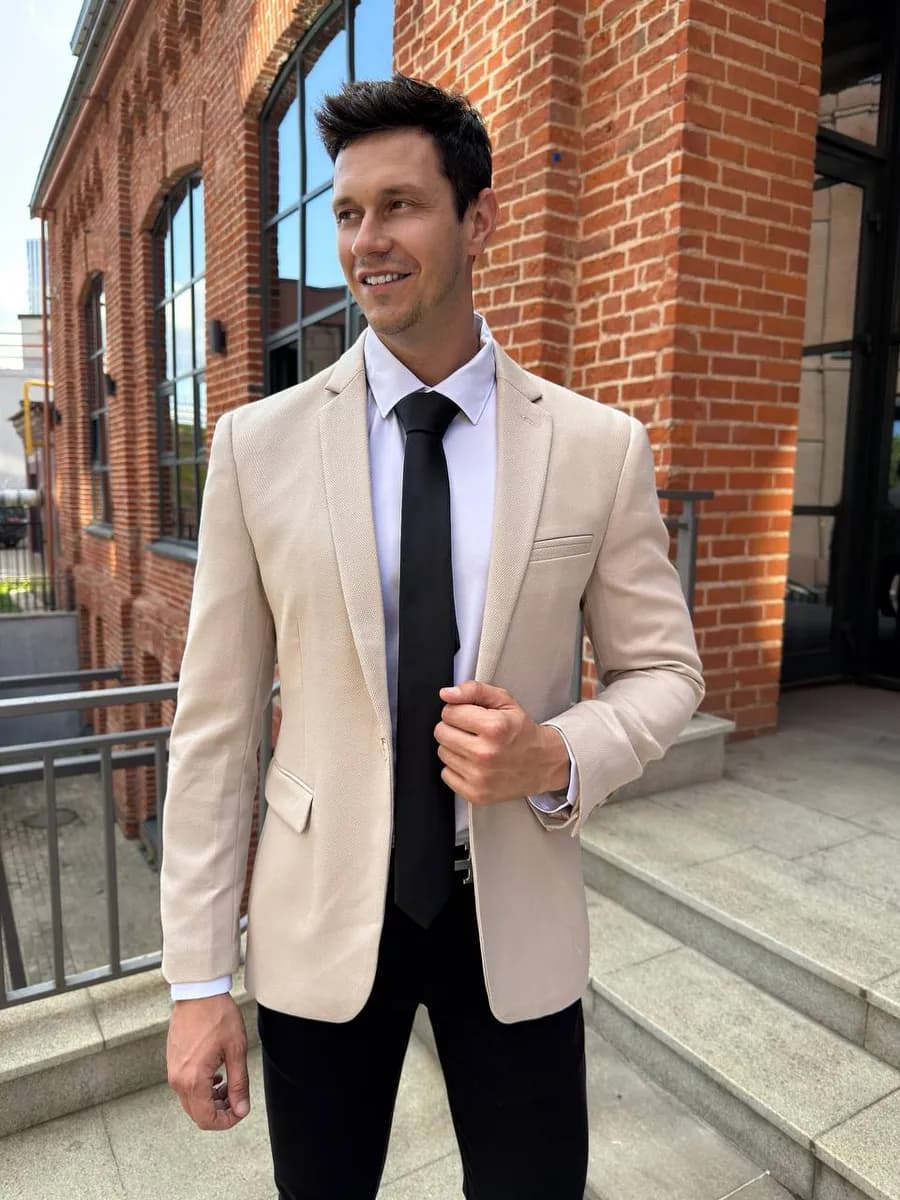 Пиджак повседневный под джинсы приталенный - фото 1