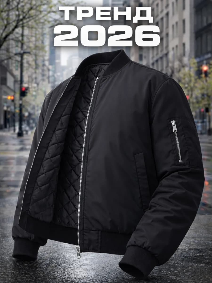 Бомбер оверсайз утепленный демисезонный