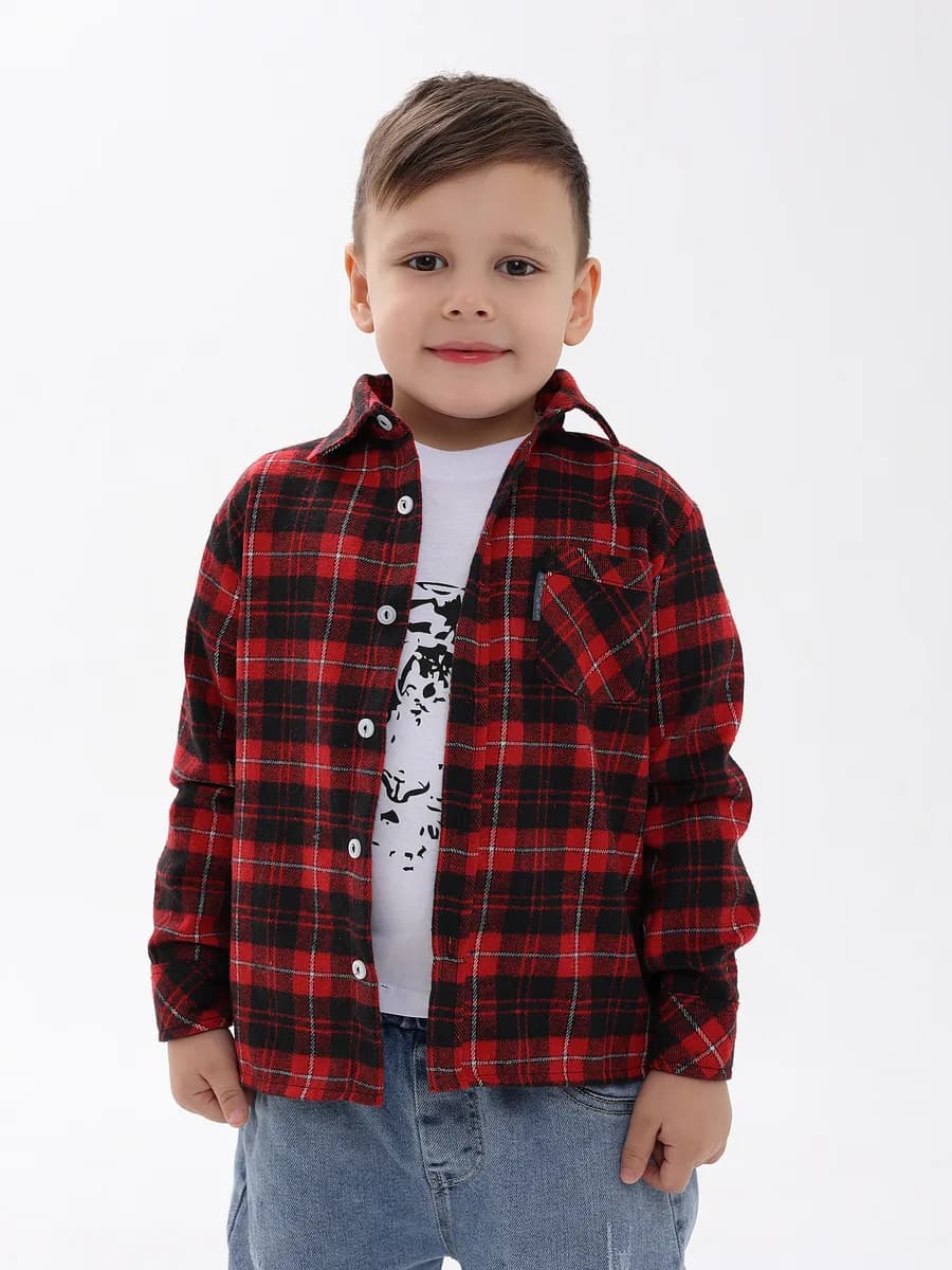 Рубашка в клетку для мальчика фланелевая рубашка байковая