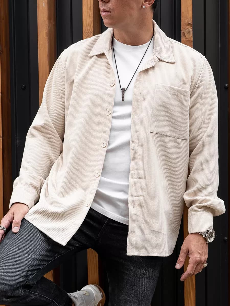 Вельветовая рубашка с длинным рукавом оверсайз