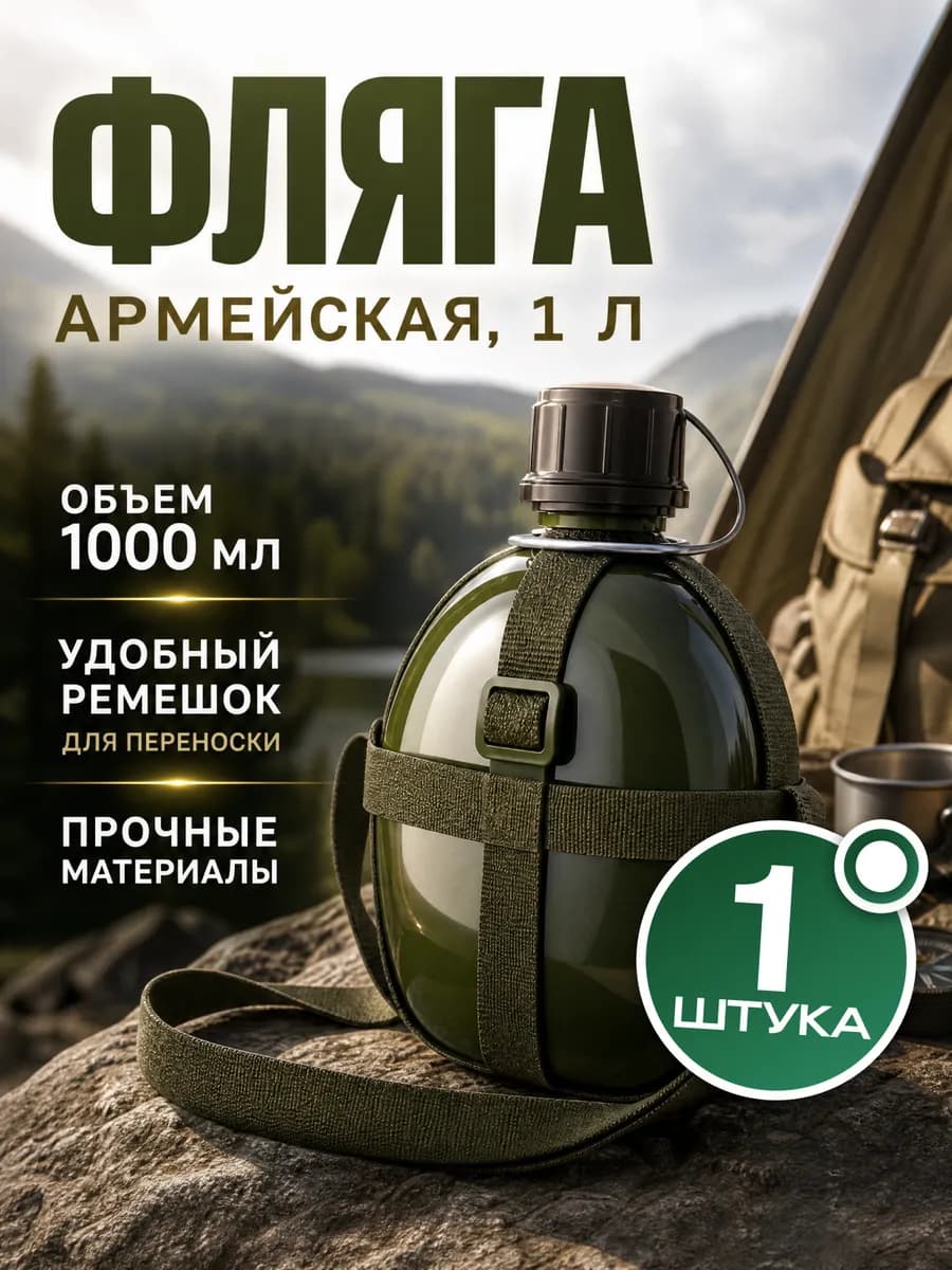 Фляжка армейская алюминиевая для воды